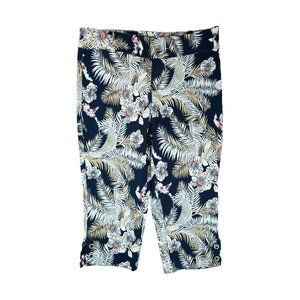 Hiview Capri Pants Size 14P Petites Floral Print ~ Elastic Waist